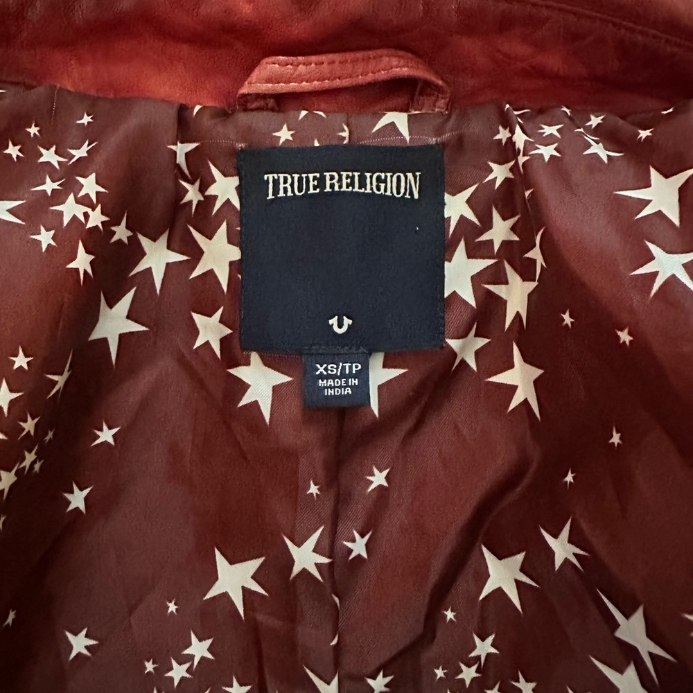 True Religion Red Leather Jacket - Picture 2 of 11
